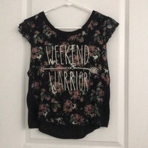 Black Flower Lace Tee